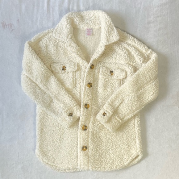 Fluffy Soft Off white Small Jacket Button Up With Collar for Woman - Picture 2 of 6